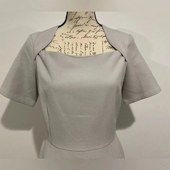 Love, Benito Square Neck Shirt Sleeve Light Gray Dress Size Large NWT - Picture 5 of 11